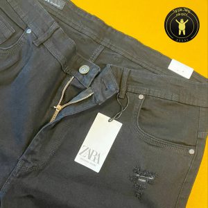 شلوار جین فول کشی برند ZARA مشکی پر کلاغی (129)